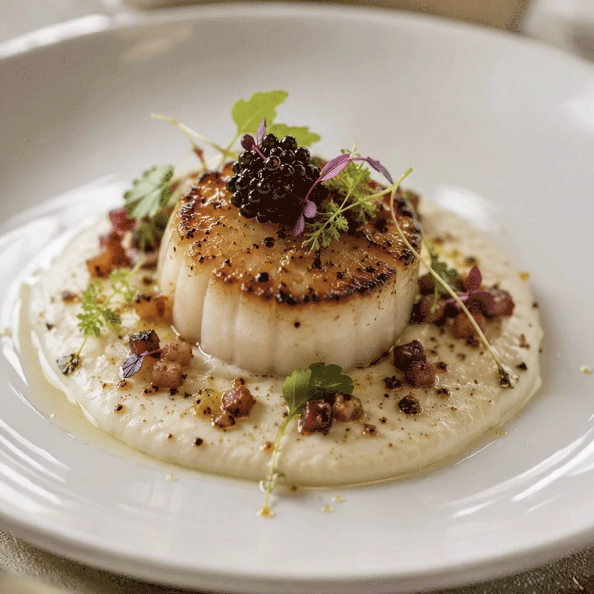 Scallop with Cauliflower Purée